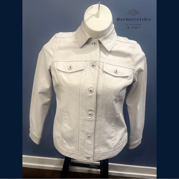 Denim&Co Jackets & Blazers - D & Co. | White Leather Jacket | Women’s Size Medium